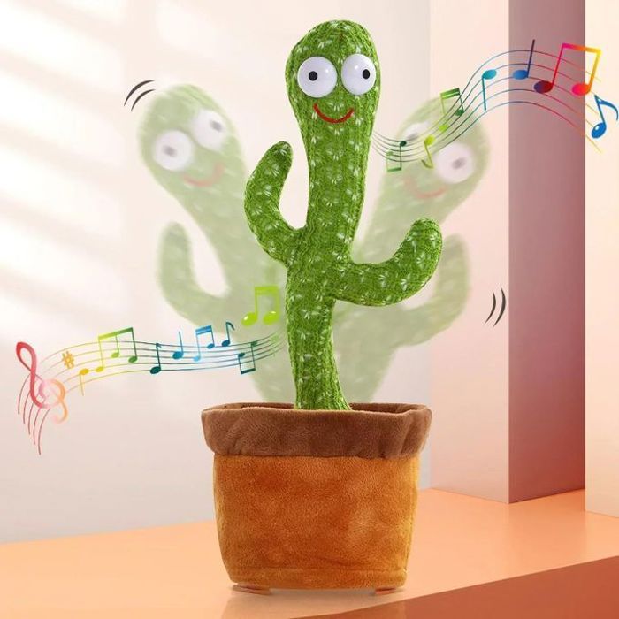 Jouet en Peluche Cactus Dansant Électronique, Rechargeable, Musique et Répétition