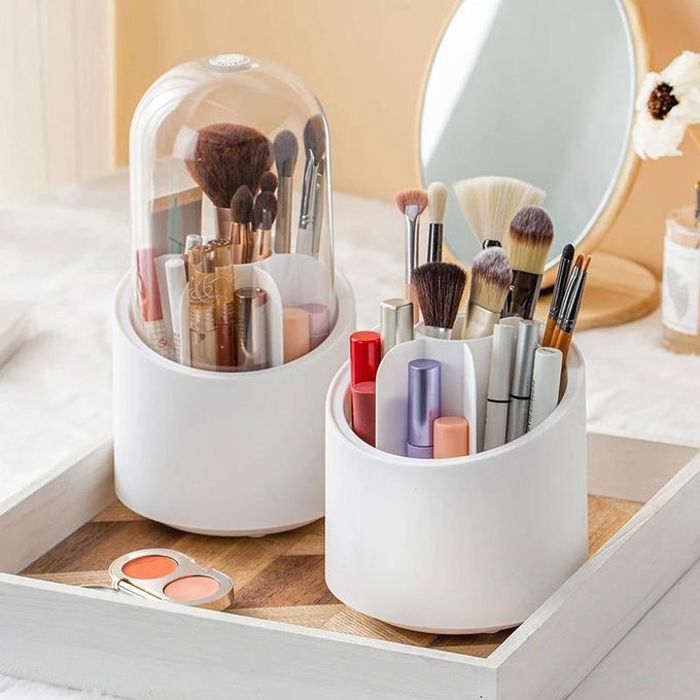 Boîte de Rangement Rotative 360° pour Pinceaux de Maquillage, Organisateur Multifonction pour Cosmétique