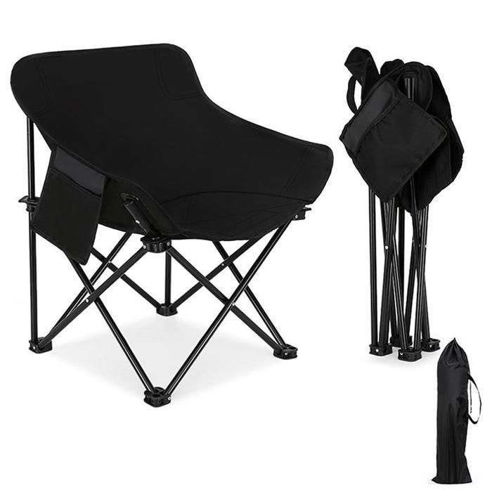 Chaise pliante - Camping - Extra-large - Légère - Tissu confortable - Poche arrière