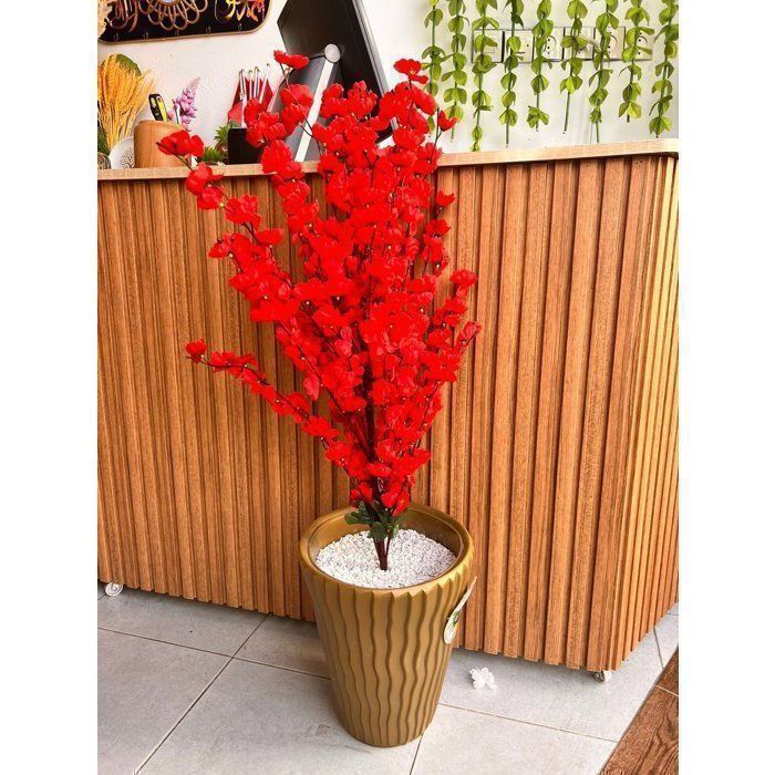 Plante artificielle florale avec pot décoratif couleur terre - 110cm