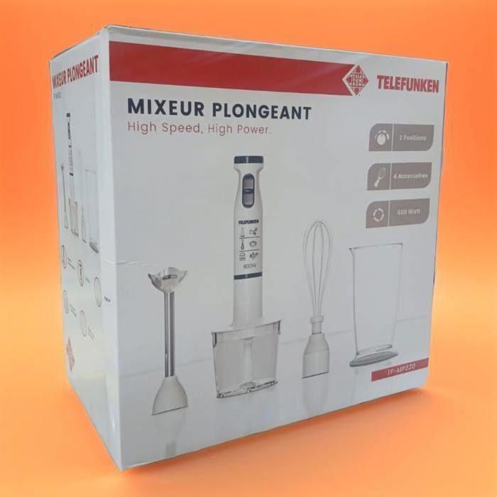 MIXEUR PLONGEANT - TELEFUNKEN - 4in1 - 600W - 5 vitesses + turbo - Compatible lave-vaisselle