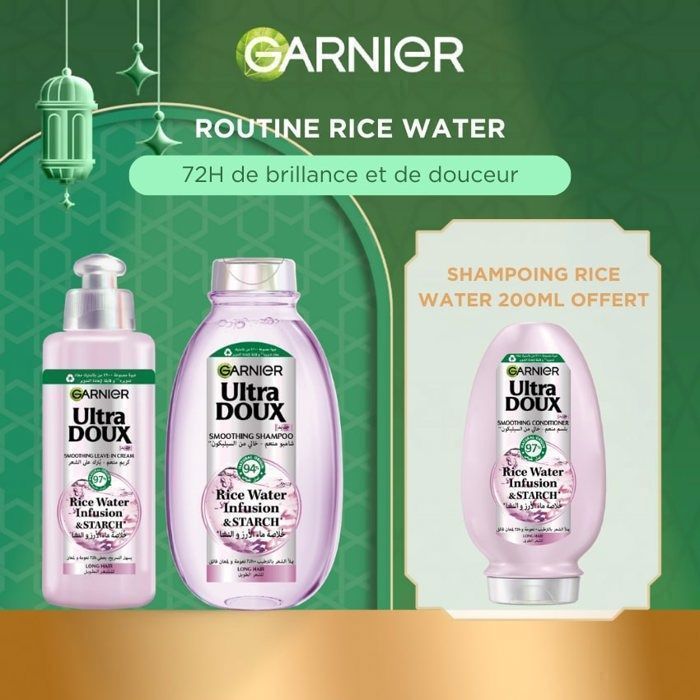 OFFRE CAPILLAIRE : ROUTINE RICE WATER Sans Rinçage 200ml + Après-shampoing 200ml = Shampoing 200ml