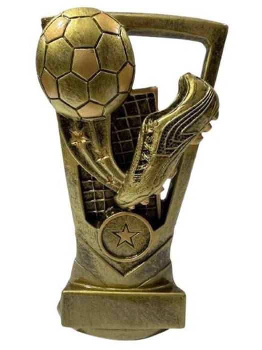 Trophée Football - Prestige - Modèle Filet & Étoile - Résine dorée - Design raffiné - Personnalisable