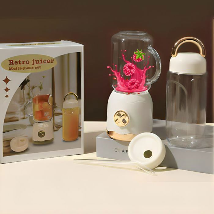 Mini Blender Rétro – Portable et Idéal pour des Jus Frais