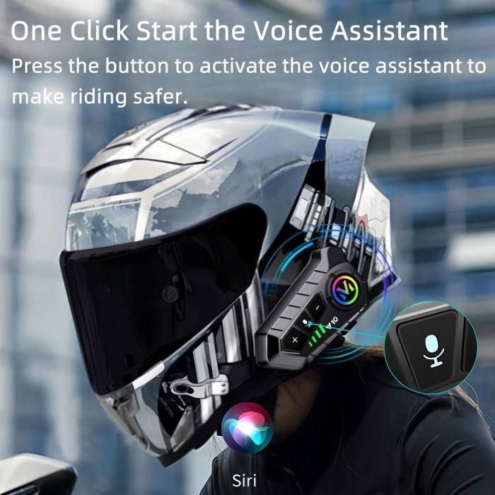 Y20 Moto Casque Bluetooth Rider BT5.3 RGB Coloré Lumières Étanche 1000mAh Musique Lecteur Communicateur Haut-parleurs
