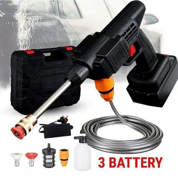 Pistolet À Eau Portable électrique Haute Pression de Lavage 48V sans fil + 3 batterie au lithium