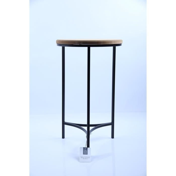 Table d'Appoint en Métal avec Plateau en Bois