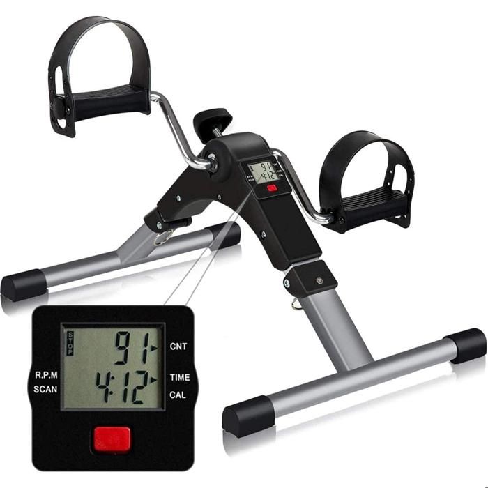 Mini Vélo d'Appartement à Pédale Pliable - Noir - Fitness - 48.5x36.5x32cm déployé - 3000g - Usage Régulier