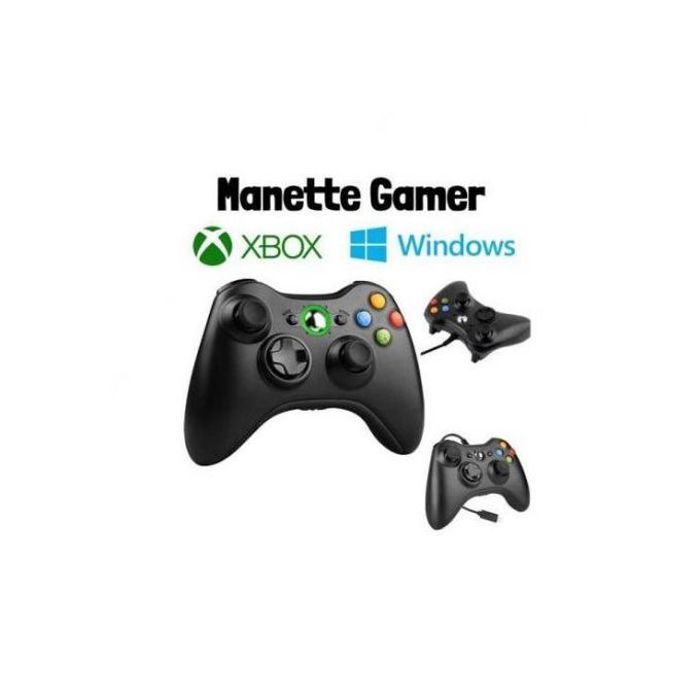 Manette Xbox 360 Manette Filaire Noir / XBOX 360 / PC WIN 7 10
