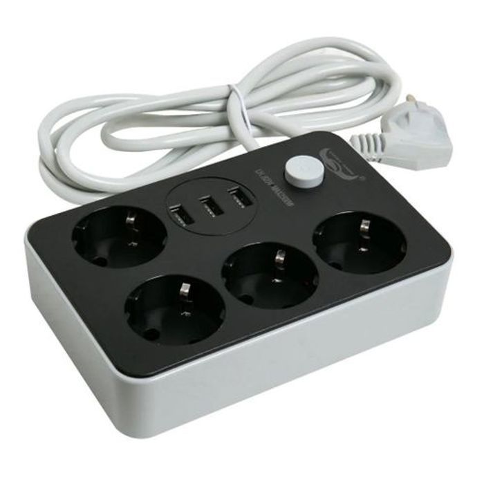 Rallonge multi-prise réseau 2 m 8204 4P & 3 USB