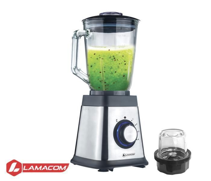Lamacom Blender électrique 1000W en verre Trempé + moulin à café & épices en verre