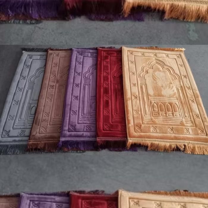Tapis de prière - Non spécifié - Portable - Rembourrage épais - Motif jacquard - Gris(Couleur aléatoire)