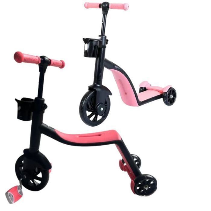 Tricycle Trottinette 3 en 1 multifonctionnel réglable 3 roues pour enfants, vélo d'équilibre jouet  Cycle & Scooty