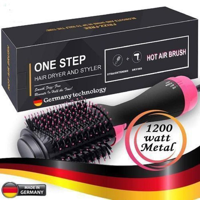 Brosse Soufflante et Lissante - ONE-STEP - 1200W - 3 Modes - Cordon Pivotant 2M - Ioniseur d'Air
