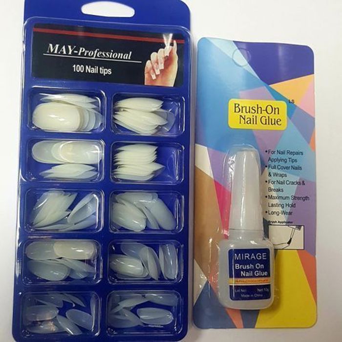Faux ongles - Non spécifié - Boite de 100 - Blanc - 10 tailles - Colle à ongle incluse