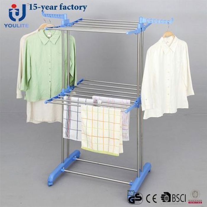 Séche linge - Inox - Pliable - 2 niveaux - Multi-couleurs - Déplacement facile