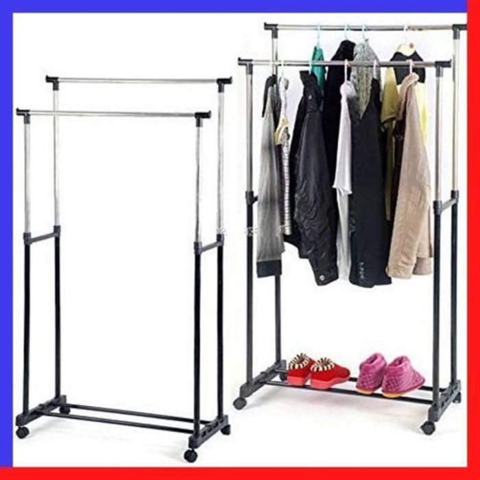 Porte-vêtements - COD - Double - Inoxydable - Extensible - 2 Barres