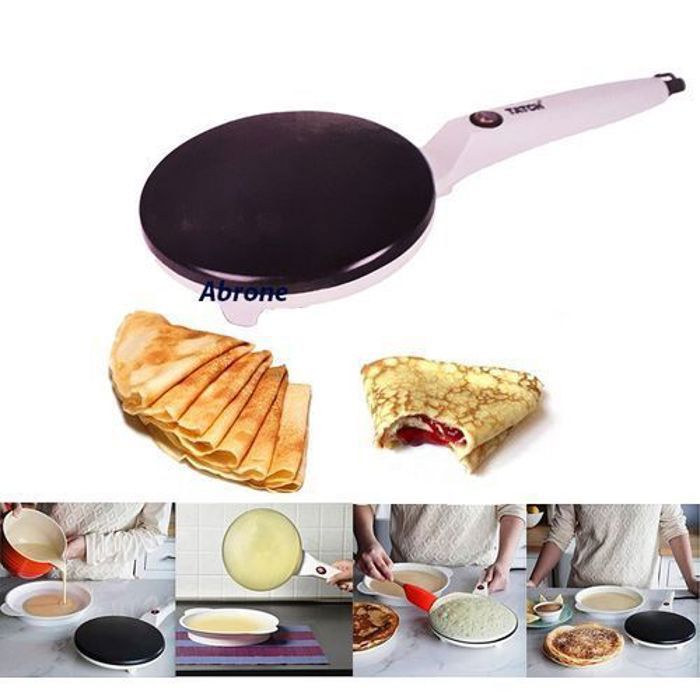 Crêpière - TATCH - 20 cm - Surface anti-adhésive - Poignée anti-brûlure - Saladier inclus