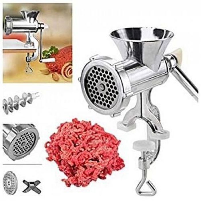 Hachoir à Viande Manuel - GENERIC - Accessoires de cuisine - Fonte étamée - Couleur gris - Simple à utiliser