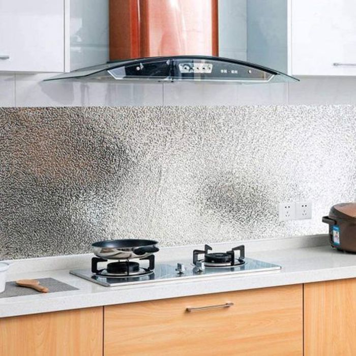 Autocollants de papier peint  de cuisine d'aluminium Résistant à l'eau et au feu