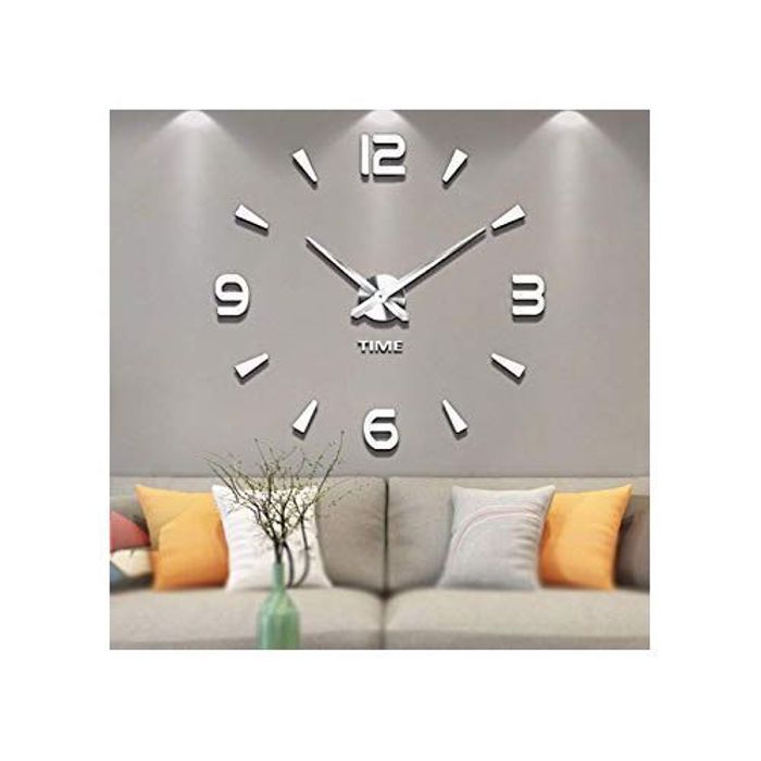Diy Clock Géante Horloge 3D Montre Murale Autocollante Décoration Bureau/Salon