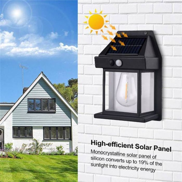 Lampe solaire LED, Lanterne murale solaire avec 3 modes et détecteur de mouvement