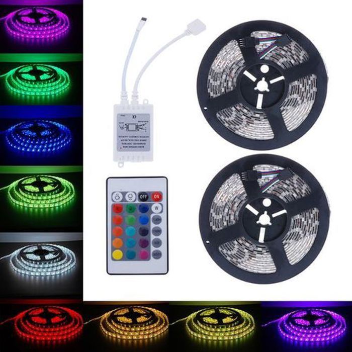 10M 5050 RGB 2X5M 600 LED Light Strip extensible avec telecommande