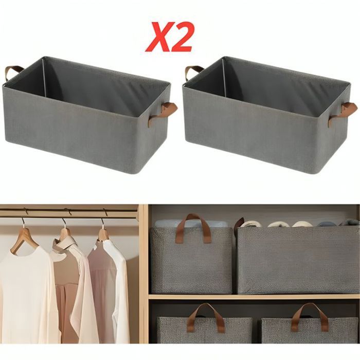 Paniers de Rangement Rectangulaires – Pliables – Tissu Respirant – Pack de 2
