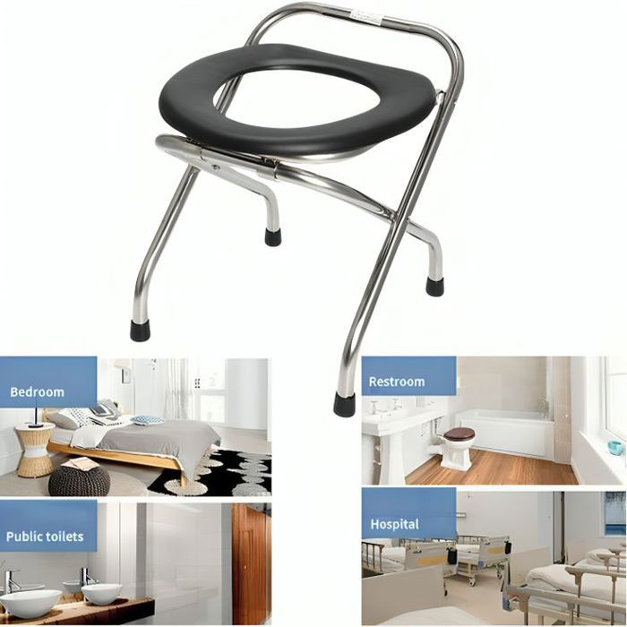 Chaise percée pliable, siège de toilette portable, aide pour les personnes âgées