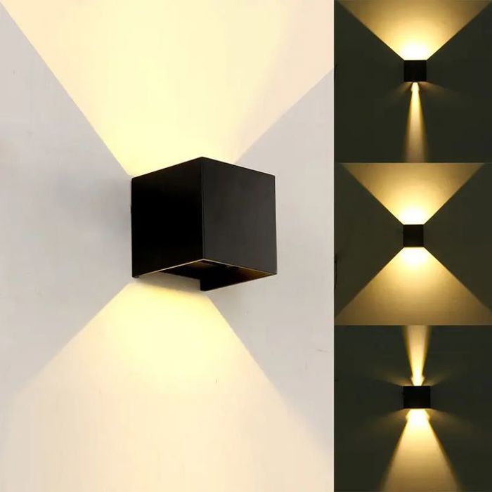 Applique murale LED - Aluminium - 6W - IP65 - Noir - Design moderne