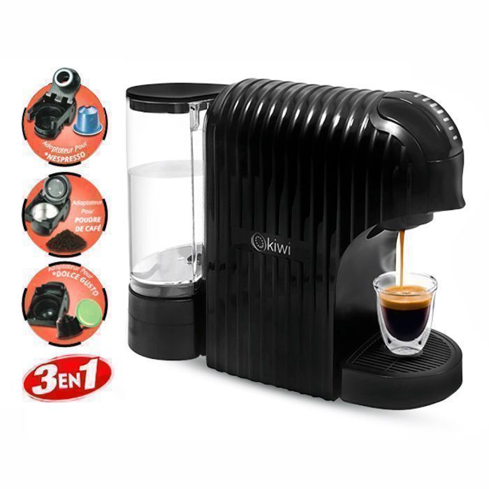 Machine à café - Kiwi - 3 en 1 - Compatible Nespresso et Dolce Gusto - 20 bars - 900 ml