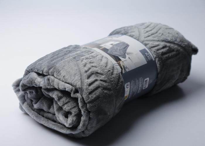 Plaid flanelle embossé gris foncé 180x220 cm TX0099A