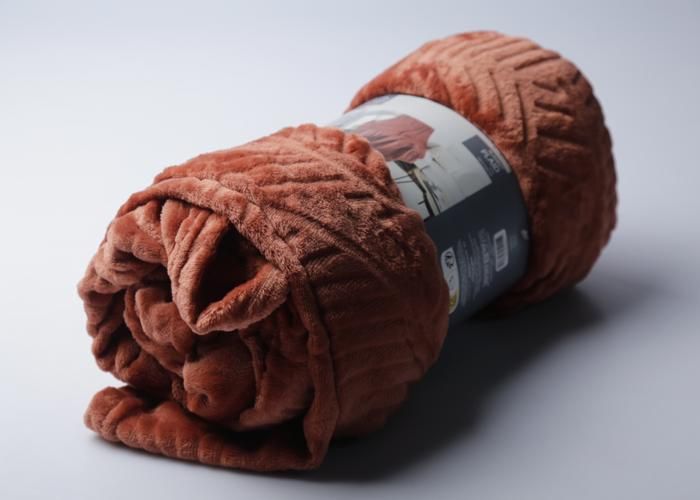 Plaid flanelle embossé terracotta 180x220 cm TX0119A