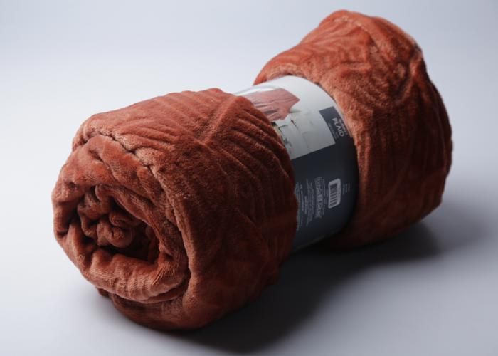 Plaid flanelle embossé terracotta 220x240 cm TX0119B