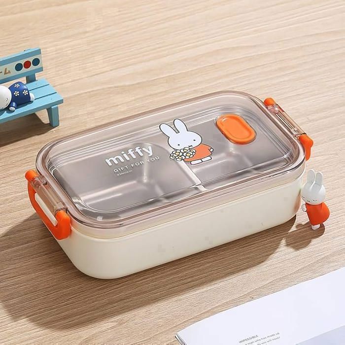 Boîte à lunch - MIEVIC - Miffy - Acier inoxydable - Orange - Rectangulaire