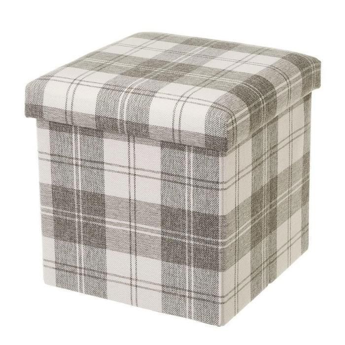 POUF - AYA HOME - 2 EN 1 - Beige - 38x38x38cm - Tissu contemporain