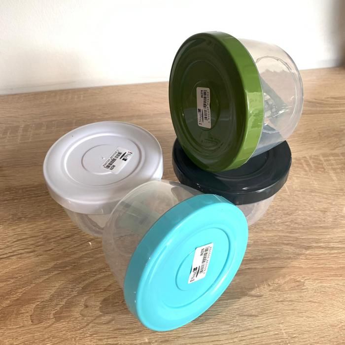 Boite en Plastique - ALIMENTAIRE - Lot de 4 - 440 ml - Couleurs Aléatoires - Réutilisables