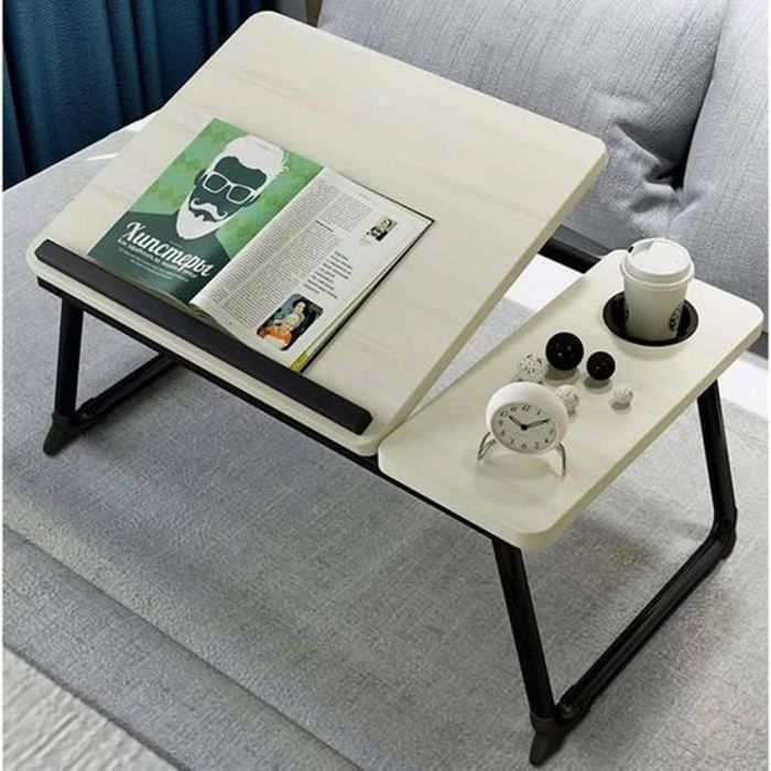 Table pour ordinateur - Multifonction - Bois MDF - Pliable - Antidérapante - Stable