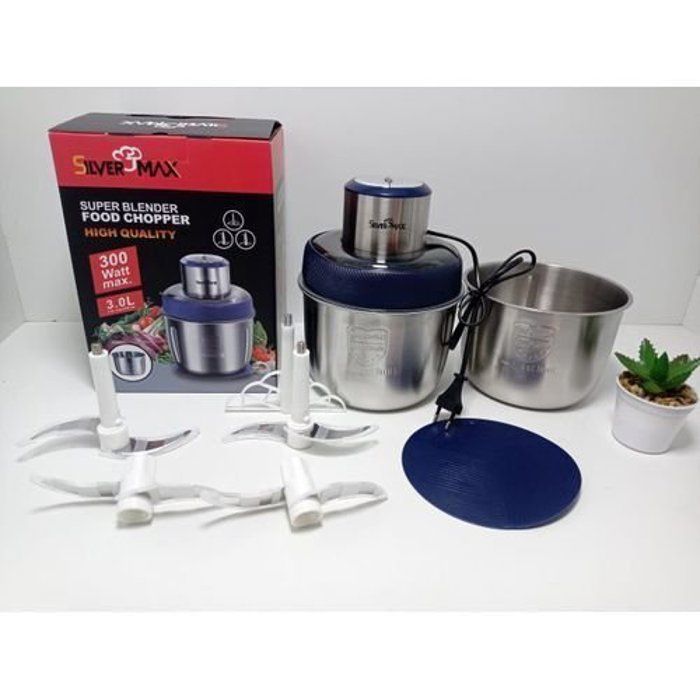 Silver Max Hachoir Electrique De Viande Et Légumes 2 BOLS INOX 300W 3L Avec Lames BY KAR
