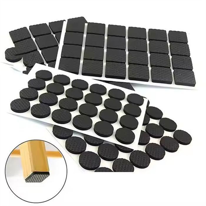 Patins antidérapants auto-adhésifs pour meubles, chaises et tables, noirs, 72 pièces