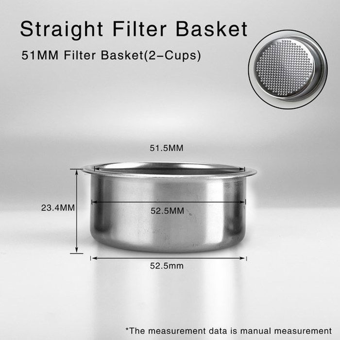 Panier de Filtre à Café en Acier Inoxydable, 51mm,( Solac, Taurus, Delonghi, kiwi......)