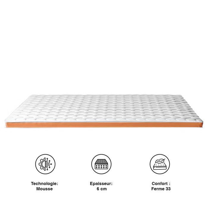 Surmatelas - MAISON GOOD AND WELL - OrthoSleep - 180x200 cm - Mousse Haute Résilience - Ferme