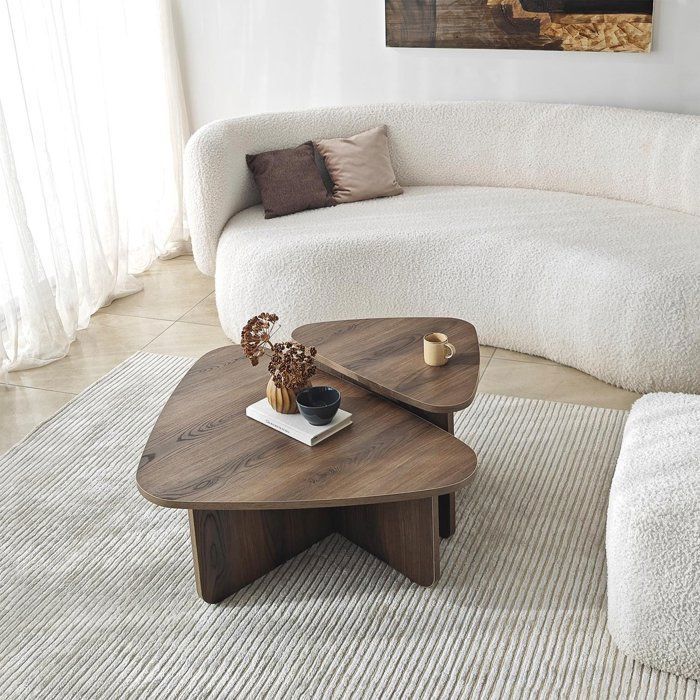 Table Basse Ballare - 90x35x60cm + 60x40x40cm - Noyer