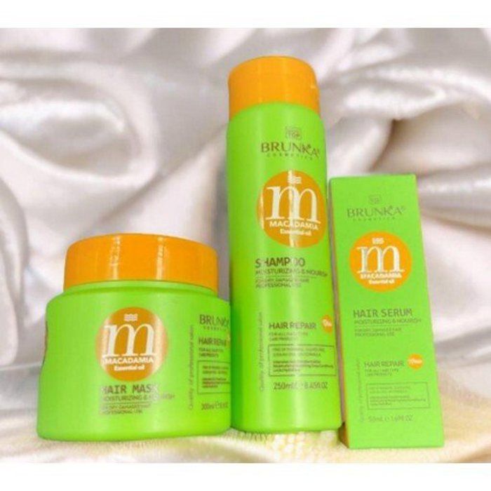 Pack Soin Complet BRUNIKA Macadamia – Masque + Shampooing + Sérum