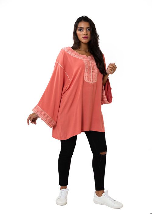 Tunique - ZOHRA - 22 CLASSIC - Couleur Corail - Femme - Adulte - Marjane Mall - Image 2