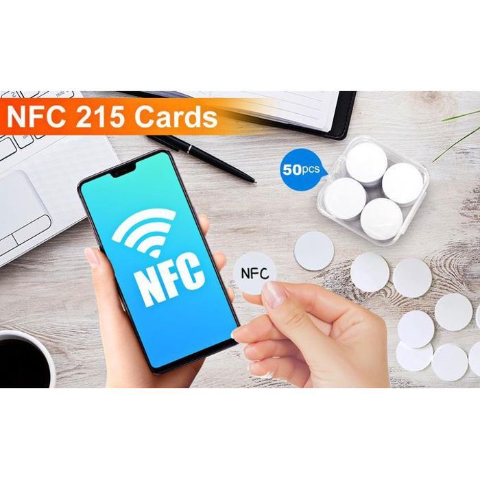 Pack de 15 Tags etiquette NFC Vierge en PVC, NTAG215,NDavid, 540 Octets, Carte 13.56mhz,RFID, Téléphone