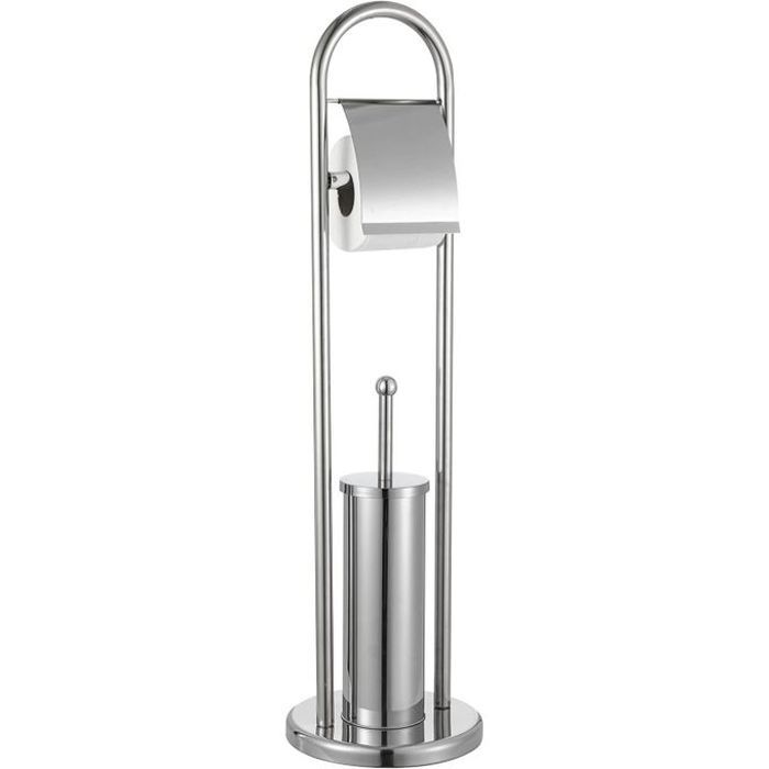 Porte-papier toilette avec porte-brosse WC inox