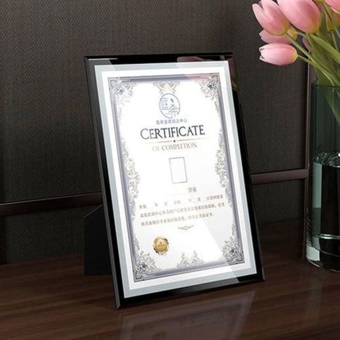 Cadre photo A4 en bois (certificat, document, diplôme)pour affichage mural sur table