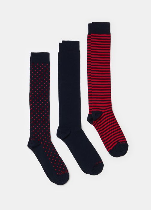 Chaussettes Longues - Noname - Bleu/Rouge - Coton Doux - Taille 43/46 - Respirantes