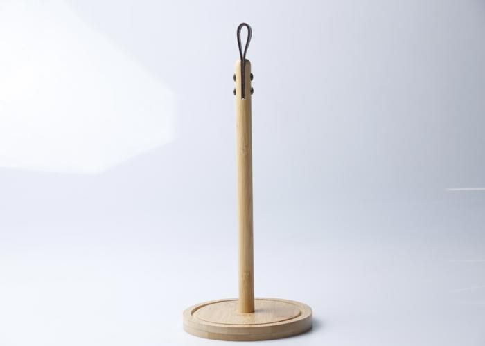Porte-Serviette - GENERIC - 15x33cm - Bambou - Poignée en Cuir - Beige